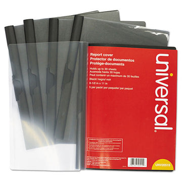 Universal® Clip-style Report Cover, Clip Fastener, 8.5 X 11, Clear-black, 5-pack freeshipping - TVN Wholesale